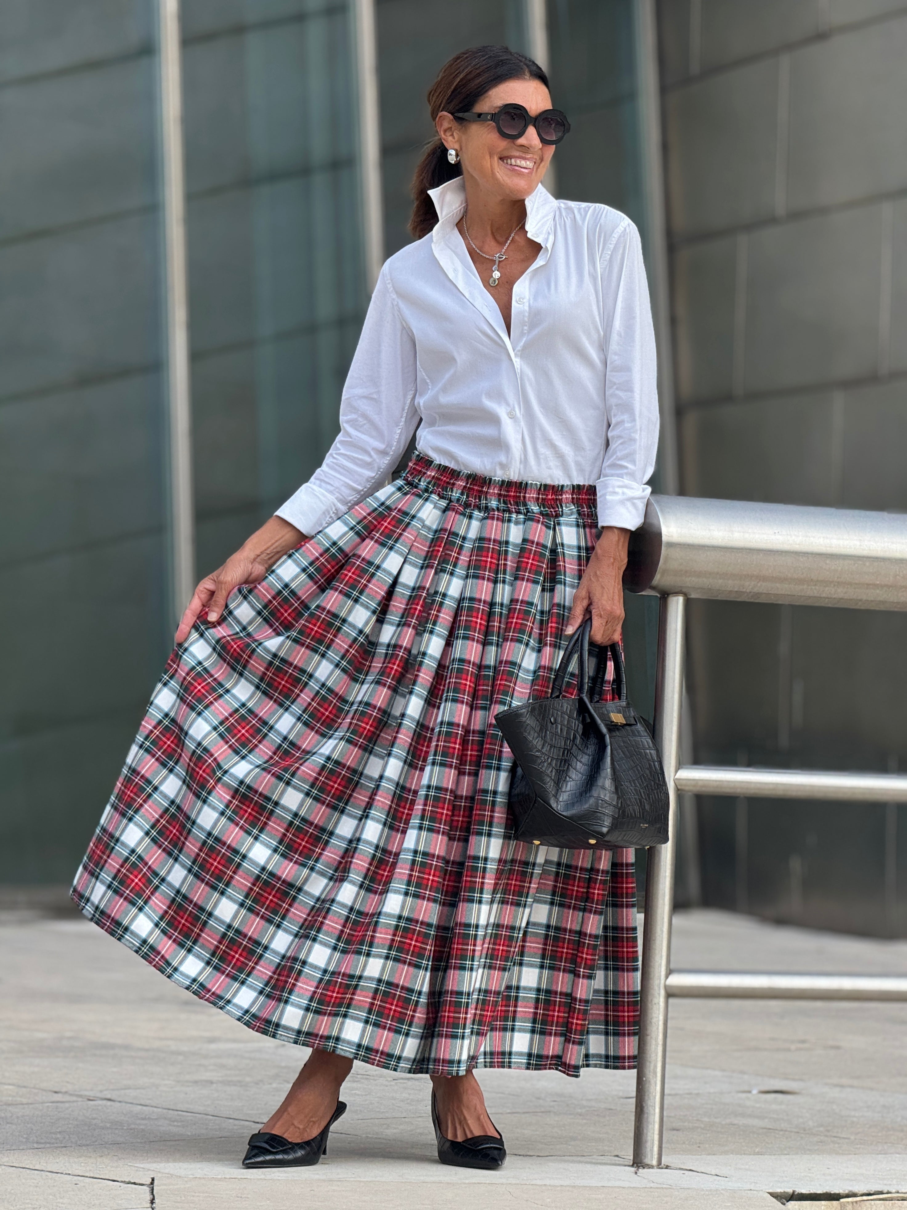 Karolina | Spódnica w kratę czerwoną